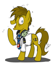 Size: 1800x2400 | Tagged: safe, imported from derpibooru, oc, oc only, oc:twitchy rudder, pony, headset, insanity, pilot, simple background, solo, tired, white background