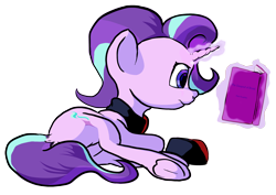 Size: 2226x1572 | Tagged: safe, artist:aaronmk, imported from derpibooru, starlight glimmer, pony, anarcho-communism, anarchy, female, lying down, on side, reading, side, simple background, solo, stalin glimmer, transparent background