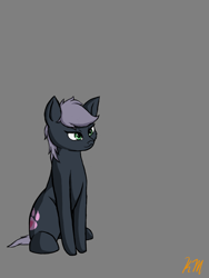 Size: 768x1024 | Tagged: safe, artist:krynnymuffin, imported from derpibooru, oc, oc only, earth pony, pony, gray background, simple background, sitting, solo