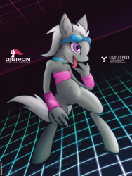 Size: 1000x1333 | Tagged: safe, artist:darkdoomer, derpibooru exclusive, imported from derpibooru, silver spoon, anthro, bandeau, belly button, crossover, digimon, female, retrowave, solo