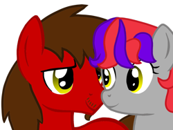 Size: 1600x1200 | Tagged: safe, artist:toyminator900, imported from derpibooru, oc, oc only, oc:chip, oc:dee valerie, earth pony, pegasus, pony, male, oc x oc, shipping, simple background, straight, transparent background