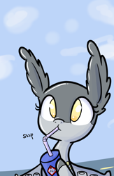 Size: 1248x1920 | Tagged: safe, artist:heir-of-rick, artist:tjpones, imported from derpibooru, oc, oc only, original species, plane pony, pony, collaboration, drink, drinking, drinking straw, ear fluff, plane, sipping, solo, straw