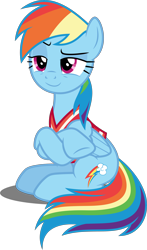 Size: 3000x5115 | Tagged: safe, artist:dashiesparkle, imported from derpibooru, rainbow dash, pony, buckball season, .svg available, absurd resolution, clothes, crossed hooves, female, raised eyebrow, simple background, sitting, solo, transparent background, vector