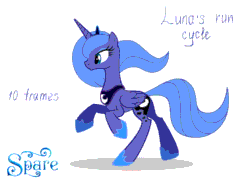 Size: 700x509 | Tagged: safe, artist:stasysolitude, imported from derpibooru, princess luna, alicorn, pony, animated, female, galloping, gif, mare, run cycle, running, s1 luna, show accurate, simple background, smiling, solo, white background