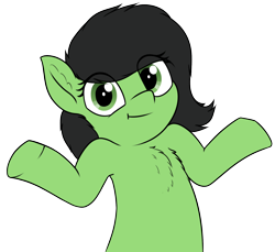 Size: 1802x1653 | Tagged: safe, artist:smoldix, imported from derpibooru, oc, oc only, oc:filly anon, earth pony, pony, :t, chest fluff, ear fluff, female, filly, fluffy, looking at you, shrug, shrugpony, simple background, solo, transparent background