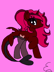 Size: 900x1200 | Tagged: safe, artist:lyoka, deleted from derpibooru, imported from derpibooru, oc, oc only, oc:mythia lore, pony, unicorn, chibi, clothes, female, goth, mare, simple background, socks, solo