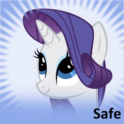 Size: 1024x1024 | Tagged: safe, artist:the smiling pony, imported from derpibooru, rarity, pony, unicorn, derpibooru, bust, cute, eyeshadow, female, horn, looking up, makeup, mare, meta, meta:safe, official spoiler image, portrait, raribetes, smiling, solo, spoilered image joke