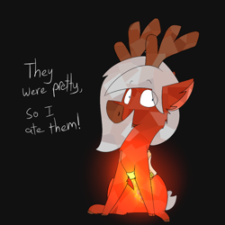 Size: 900x900 | Tagged: safe, artist:ask-folly, artist:input-command, deleted from derpibooru, imported from derpibooru, oc, oc only, oc:folly, crystal pony, deer, pony, reindeer, christmas lights, glow, glowing, solo