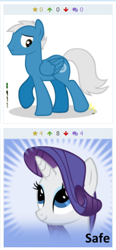 Size: 250x539 | Tagged: safe, imported from derpibooru, rarity, oc, oc:cirrus cloud, pegasus, pony, unicorn, derpibooru, juxtaposition, juxtaposition win, meme, meta