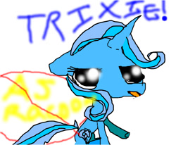 Size: 602x496 | Tagged: artist needed, safe, imported from derpibooru, trixie, pony, unicorn, 1000 hours in ms paint, female, floppy ears, lidded eyes, mare, ms paint, open mouth, raised hoof, simple background, sitting, solo, white background