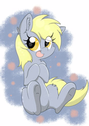 Size: 2456x3484 | Tagged: safe, artist:meowmavi, imported from derpibooru, derpy hooves, pegasus, pony, ear fluff, female, mare, open mouth, sitting, solo, underhoof