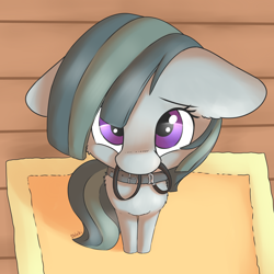 Size: 1500x1500 | Tagged: safe, artist:dbleki, imported from derpibooru, marble pie, earth pony, pony, behaving like a dog, chest fluff, collar, cute, female, floppy ears, fluffy, leash, looking at you, looking up, looking up at you, marblebetes, mouth hold, offscreen character, pet, pet play, pony pet, pov, solo, walkies