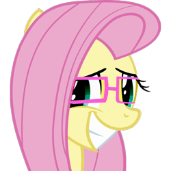 Size: 960x960 | Tagged: safe, artist:fikran0582, artist:laptosic, imported from derpibooru, fluttershy, female, glasses, not a vector, shy, smiling, solo