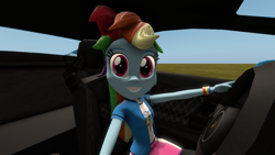 Size: 1280x720 | Tagged: safe, artist:fikran0582, artist:laptosic, imported from derpibooru, rainbow dash, equestria girls, 3d, car, driving, lamborghini gallardo, selfie