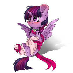 Size: 2048x2048 | Tagged: safe, artist:colorbrush, imported from derpibooru, twilight sparkle, alicorn, pony, bell, bell collar, blushing, clothes, collar, female, heart eyes, ribbon, simple background, smiling, socks, solo, transparent background, twilight sparkle (alicorn), wingding eyes