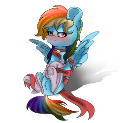 Size: 2048x2048 | Tagged: safe, artist:colorbrush, imported from derpibooru, rainbow dash, bell, bell collar, blushing, clothes, collar, female, heart eyes, ribbon, simple background, socks, solo, transparent background, wingding eyes