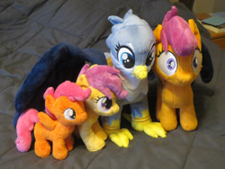 Size: 1500x1125 | Tagged: safe, artist:chordus, artist:ketika, imported from derpibooru, gabby, scootaloo, griffon, faic, irl, photo, plushie, self ponidox, thousand yard stare