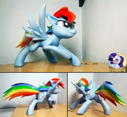 Size: 2556x2360 | Tagged: safe, artist:kp-shadowsquirrel, artist:shuxer59, imported from derpibooru, rainbow dash, butt, featureless crotch, irl, photo, plot, rainbutt dash, raised hoof, sculpture, smiling, solo, spread wings, style emulation, traditional art