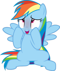 Size: 5058x6000 | Tagged: safe, artist:slb94, imported from derpibooru, rainbow dash, absurd resolution, blushing, female, looking up, open mouth, simple background, sitting, solo, transparent background, vector