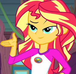 Size: 931x907 | Tagged: safe, edit, edited screencap, imported from derpibooru, screencap, sunset shimmer, equestria girls, legend of everfree, cropped, female, inverted mouth, solo