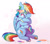 Size: 900x783 | Tagged: safe, artist:vindhov, imported from derpibooru, rainbow dash, oc, oc:silver lining (vindhov), pegasus, pony, crying, duo, female, filly, floppy ears, hair dye, holding a pony, hug, mother and daughter, offspring, parent:rainbow dash, parent:wind rider, parents:windash