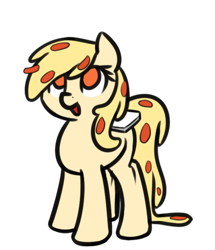 Size: 914x1065 | Tagged: safe, artist:neuro, imported from derpibooru, oc, oc only, food pony, original species, pizza pony, delivery, food, looking up, open mouth, pizza, simple background, solo, transparent background