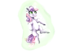 Size: 3500x2500 | Tagged: safe, artist:sugarhoovies, imported from derpibooru, sweetie belle, pony, colored pupils, female, glowing horn, levitation, magic, self-levitation, simple background, solo, telekinesis, tongue out, transparent background