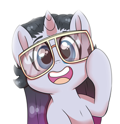 Size: 3000x3118 | Tagged: safe, artist:marukouhai, imported from derpibooru, oc, oc only, oc:mimi, oc:minerva miss, pony, unicorn, female, filly, glasses, offspring, parent:fashion plate, parent:rarity, parents:rariplate, simple background, solo, white background