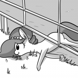 Size: 1080x1080 | Tagged: safe, artist:tjpones, imported from derpibooru, oc, oc only, oc:brownie bun, earth pony, pony, horse wife, :t, animated, chewing, cute, ear fluff, eating, female, fence, gif, grayscale, grazing, herbivore, horses doing horse things, majestic as fuck, mare, monochrome, nom, on side, ponified animal photo, side, silly, silly pony, smiling, solo, tjpones is trying to murder us