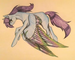 Size: 1024x823 | Tagged: safe, artist:oneiria-fylakas, imported from derpibooru, oc, oc only, pegasus, pony, female, flying, mare, solo, traditional art