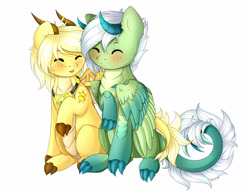 Size: 3997x3097 | Tagged: safe, artist:sweesear, imported from derpibooru, oc, oc only, oc:arita, oc:nisa, dracony, hybrid, cute, high res, hug, shipping, tail hug