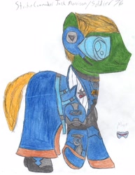 Size: 2550x3300 | Tagged: safe, artist:aridne, imported from derpibooru, earth pony, pony, overwatch, ponified, soldier 76, solo, traditional art