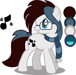 Size: 1024x1016 | Tagged: safe, artist:flowerdashie, imported from derpibooru, oc, oc only, oc:mira songheart, earth pony, pony, clothes, cute, cutie mark, ponysona, reference sheet, scarf, simple background, solo, transparent background, vector