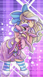 Size: 1002x1790 | Tagged: safe, artist:breioom, imported from derpibooru, oc, oc only, oc:bay breeze, human, bow, clothes, humanized, plushie, ribbon, self plushidox, socks, striped socks