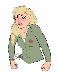 Size: 2198x2724 | Tagged: safe, artist:fairdahlia, imported from derpibooru, applejack, human, crying, female, humanized, simple background, solo, white background