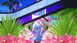 Size: 576x324 | Tagged: safe, artist:bastbrushie, imported from derpibooru, trixie, twilight sparkle, human, aesthetics, animated, dancing, female, gif, happy new year 2017, ponies riding roombas, riding, roomba, scepter, twilight scepter, vaporwave, wat, youtube link