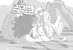 Size: 2174x1509 | Tagged: safe, artist:patch, imported from derpibooru, fluttershy, goo, pegasus, pony, to where and back again, belly, cocoon, explicit source, female, monochrome, ponies breeding changelings, preggoshy, pregnant, scene interpretation, sketch, solo