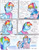 Size: 2552x3304 | Tagged: safe, artist:tristanjsolarez, imported from derpibooru, firefly, rainbow blaze, rainbow dash, pegasus, pony, comic:trans ponies, blue background, clothes, comic, family, female, fireblaze, firefly as rainbow dash's mom, g1, g1 to g4, g4, generation leap, male, mare, rainbow blitz, rainbow dash's parents, rule 63, scarf, shipping, simple background, speech bubble, stallion, straight, traditional art, transgender, trio