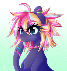 Size: 900x961 | Tagged: safe, artist:fluffymaiden, imported from derpibooru, oc, oc only, oc:sugar snap, bust, jewelry, necklace, portrait, short hair, solo, surprised