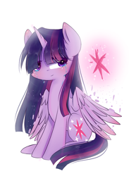 Size: 1098x1501 | Tagged: safe, artist:windymils, imported from derpibooru, twilight sparkle, alicorn, pony, cute, female, simple background, sitting, solo, tears of joy, twiabetes, twilight sparkle (alicorn), white background