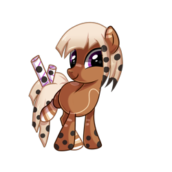 Size: 2000x2000 | Tagged: safe, artist:peachesandcreamated, imported from derpibooru, oc, oc only, oc:bubble tea, food pony, original species, clothes, female, food, mare, raised leg, simple background, socks, solo, striped socks, transparent background