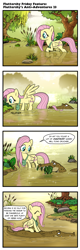 Size: 618x1920 | Tagged: safe, artist:pencils, imported from derpibooru, fluttershy, crocodile, pegasus, pony, comic:fluttershy's anti-adventures, bait and switch, comic, cute, dialogue, eyes closed, female, lidded eyes, looking at each other, mare, open mouth, ponies riding gators, riding, shyabetes, sitting, slice of life, smiling, sparkles, spread wings, swamp, water