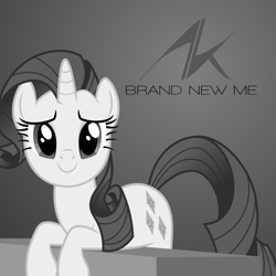 Size: 800x800 | Tagged: safe, artist:dashiesparkle, artist:penguinsn1fan, imported from derpibooru, rarity, album, album cover, alicia keys, cover, female, monochrome, parody, solo