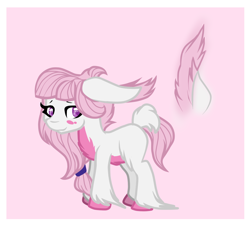 Size: 1052x949 | Tagged: safe, artist:symphstudio, artist:xxmissteaxx, imported from derpibooru, oc, oc only, oc:pink stella, hybrid, original species, colored pupils, female, mare, rabbit pony, reference sheet, solo, unshorn fetlocks