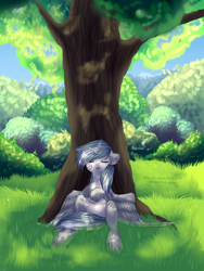 Size: 1500x2000 | Tagged: safe, artist:rappy-yum, imported from derpibooru, oc, oc only, sleeping, solo, tree