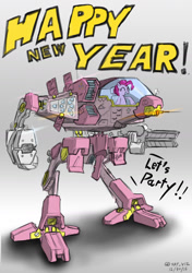 Size: 1247x1771 | Tagged: safe, artist:satv12, imported from derpibooru, pinkie pie, female, happy new year 2017, mech, mecha, pixiv, solo
