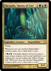 Size: 375x523 | Tagged: safe, artist:1jaz, edit, editor:mordekaiserhuehuehue, imported from derpibooru, queen chrysalis, changeling, changeling queen, card, crystal heart, epic, female, magic the gathering, solo, throne, trading card, trading card edit