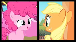 Size: 666x369 | Tagged: safe, imported from derpibooru, screencap, applejack, pinkie pie, equestria daily, the cutie mark chronicles, blank flank, cropped, fanfic, fanfic art, female, filly, filly applejack, filly pinkie pie, younger