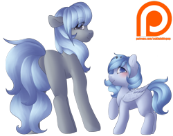 Size: 1024x806 | Tagged: safe, artist:rue-willings, imported from derpibooru, oc, oc only, oc:bubblepop, oc:rue, earth pony, pegasus, pony, duo, patreon, patreon logo, simple background, transparent background