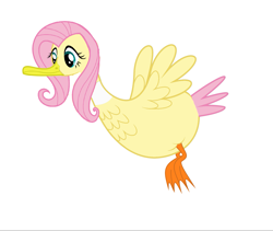 Size: 1701x1433 | Tagged: safe, imported from derpibooru, fluttershy, bird, duck, birdified, female, flutterduck, flying, op, simple background, solo, species swap, white background